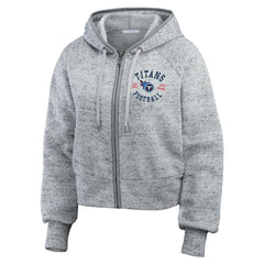 NFL Tennessee Titans WEAR by Erin Andrews Women's Speckled Fleece Cropped Full-Zip Hoodie