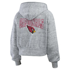 NFL Arizona Cardinals WEAR by Erin Andrews Women's Speckled Fleece Cropped Full-Zip Hoodie