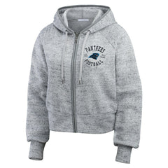 NFL Carolina Panthers WEAR by Erin Andrews Women's Speckled Fleece Cropped Full-Zip Hoodie