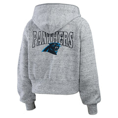 NFL Carolina Panthers WEAR by Erin Andrews Women's Speckled Fleece Cropped Full-Zip Hoodie