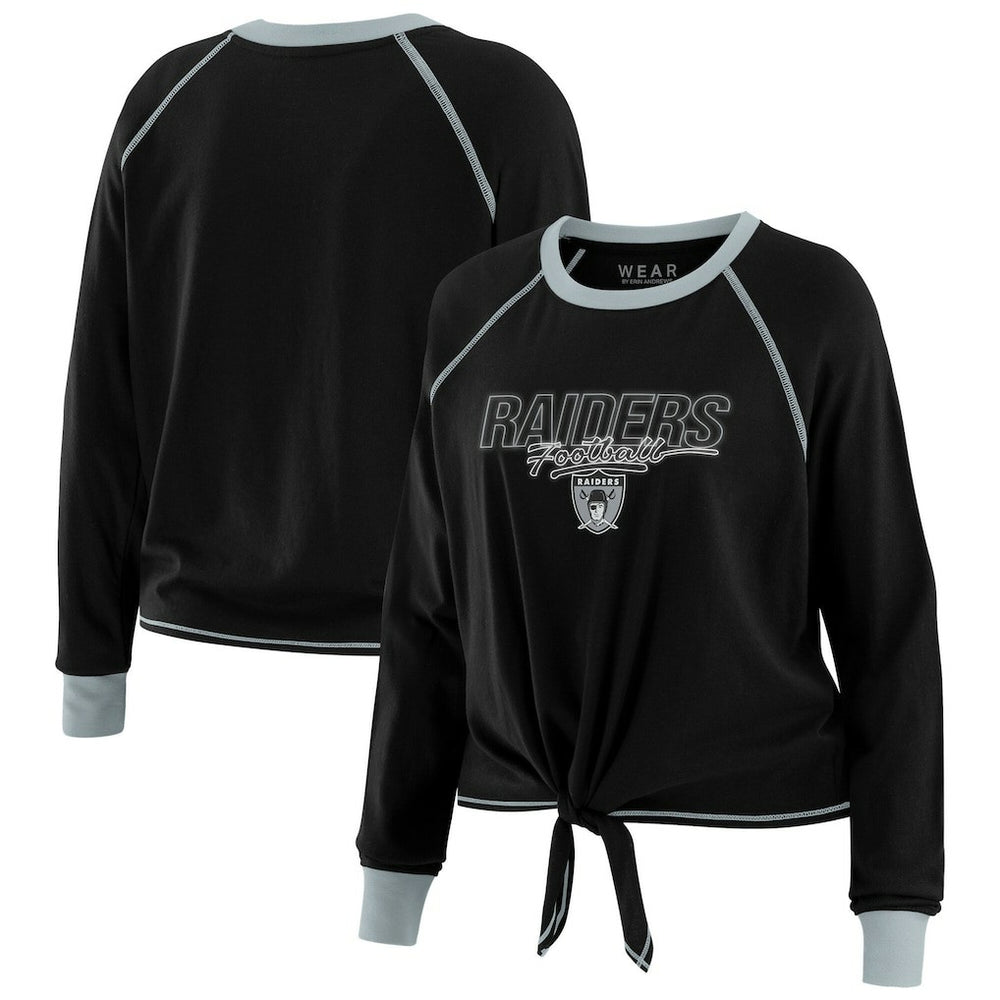 NFL Las Vegas Raiders WEAR by Erin Andrews Women's Tie-Front Long Sleeve T-Shirt