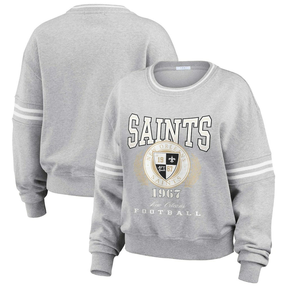 NFL New Orleans Saints WEAR by Erin Andrews Women's Cropped Pullover Sweatshirt
