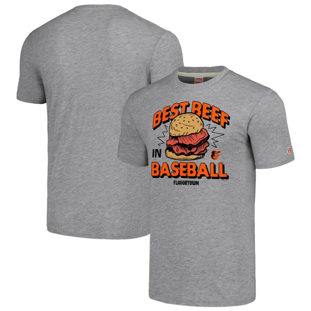 Baltimore Orioles MLB x Guy Fieri’s Flavortown Unisex Tri-Blend T-Shirt - Gray