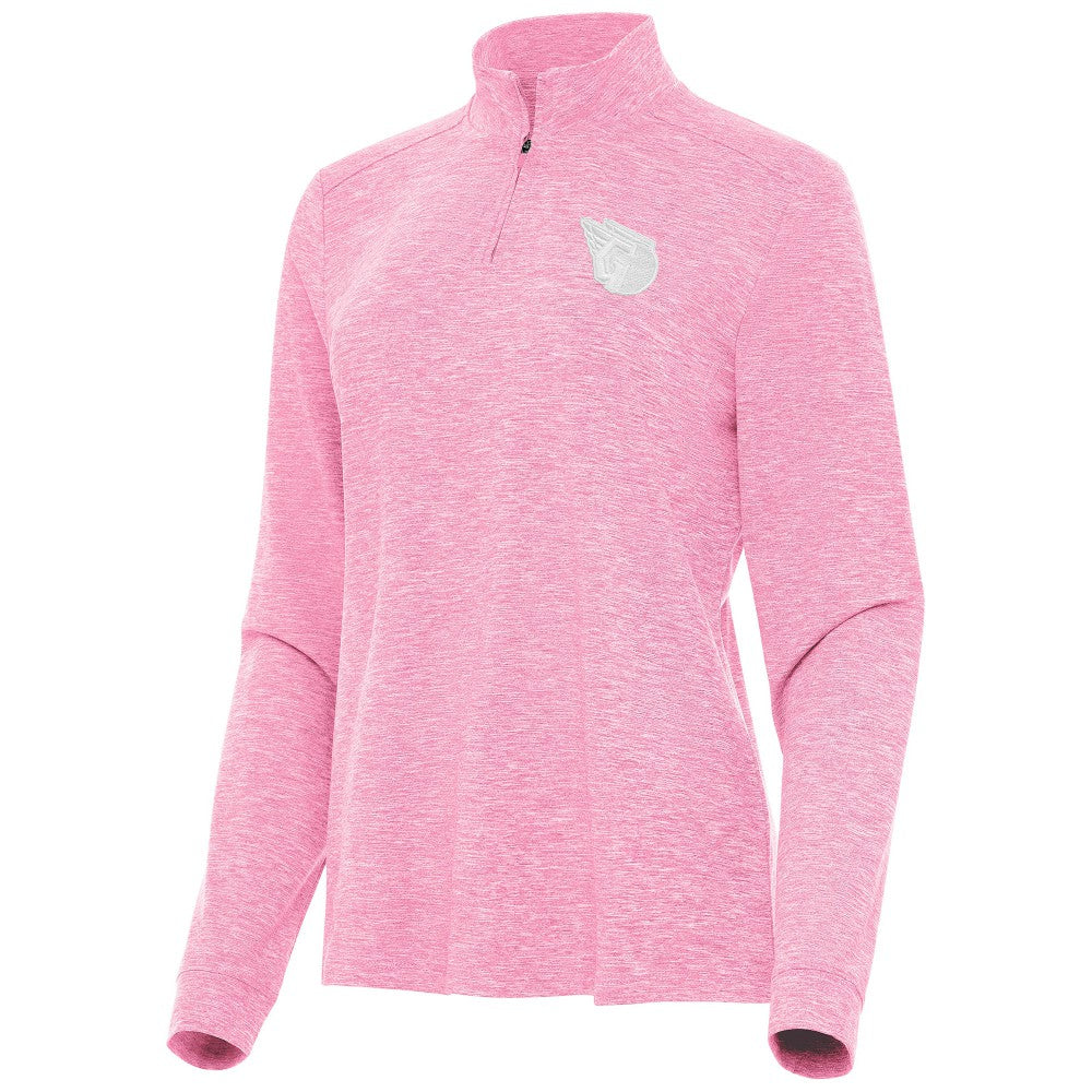 Cleveland Guardians Antigua Women's Mentor Lightweight Mock Neck Quarter-Zip Top - Pink