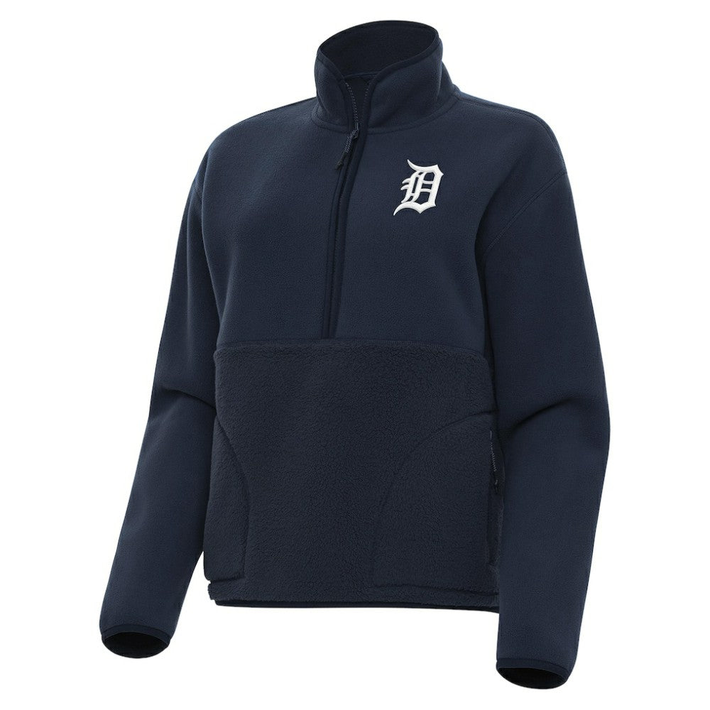 Detroit Tigers Antigua Women's Figure Half-Zip Sweatshirt - Navy