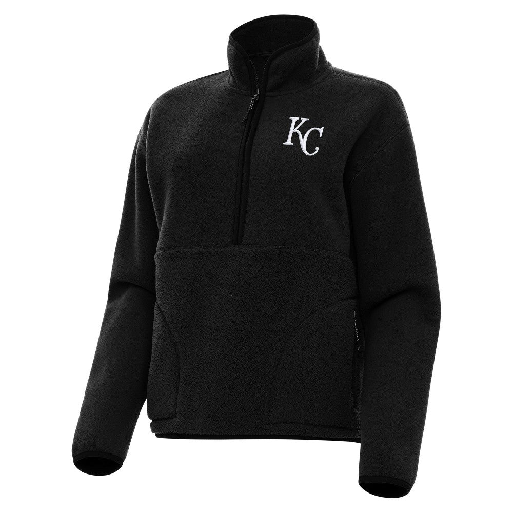 Kansas City Royals Antigua Women's Figure Half-Zip Sweatshirt - Black