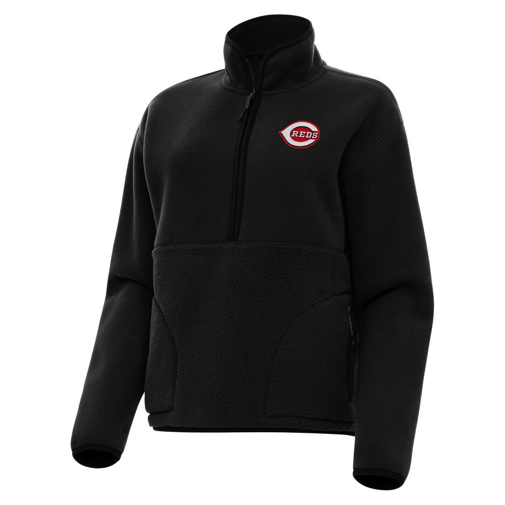 Cincinnati Reds Antigua Women's Figure Half-Zip Sweatshirt - Black