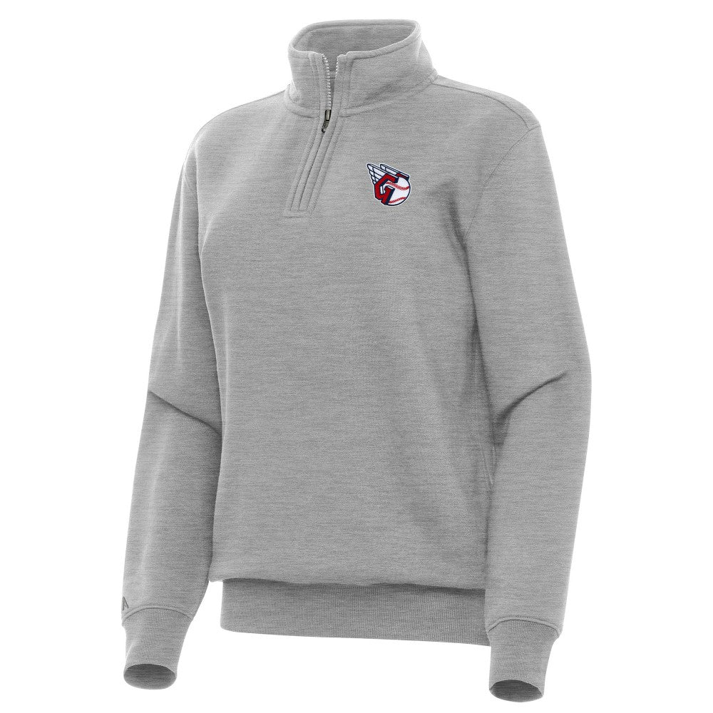 Cleveland Guardians Antigua Women's Victory Quarter-Zip Sweatshirt - Heather Gray