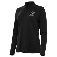 Miami Marlins Antigua Women's Reprocess Quarter-Zip Top - Black