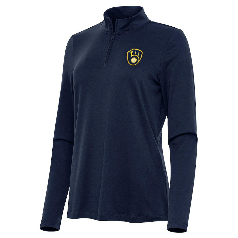 Milwaukee Brewers Antigua Women's Reprocess Quarter-Zip Top - Navy
