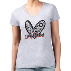 Houston Astros G-III 4Her by Carl Banks Women's Super-Slim Fit Lightweight Leopard Heart V-Neck T-Shirt - Heather Gray