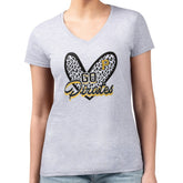 Pittsburgh Pirates G-III 4Her by Carl Banks Women's Super-Slim Fit Lightweight Leopard Heart V-Neck T-Shirt - Heather Gray
