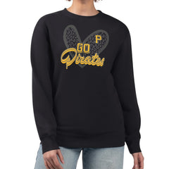 Pittsburgh Pirates G-III 4Her by Carl Banks Women's Leopard Heart Pullover Sweatshirt - Black