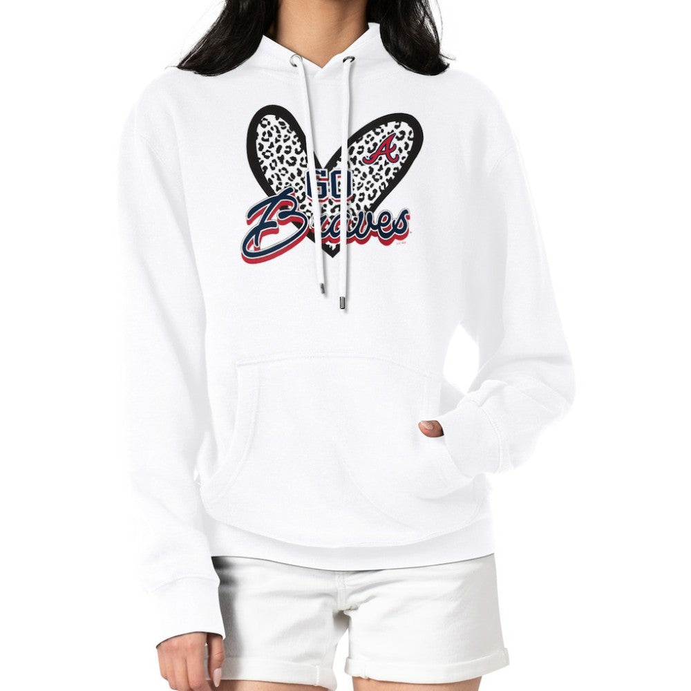 Atlanta Braves G-III 4Her by Carl Banks Women's Leopard Heart Pullover Hoodie - White