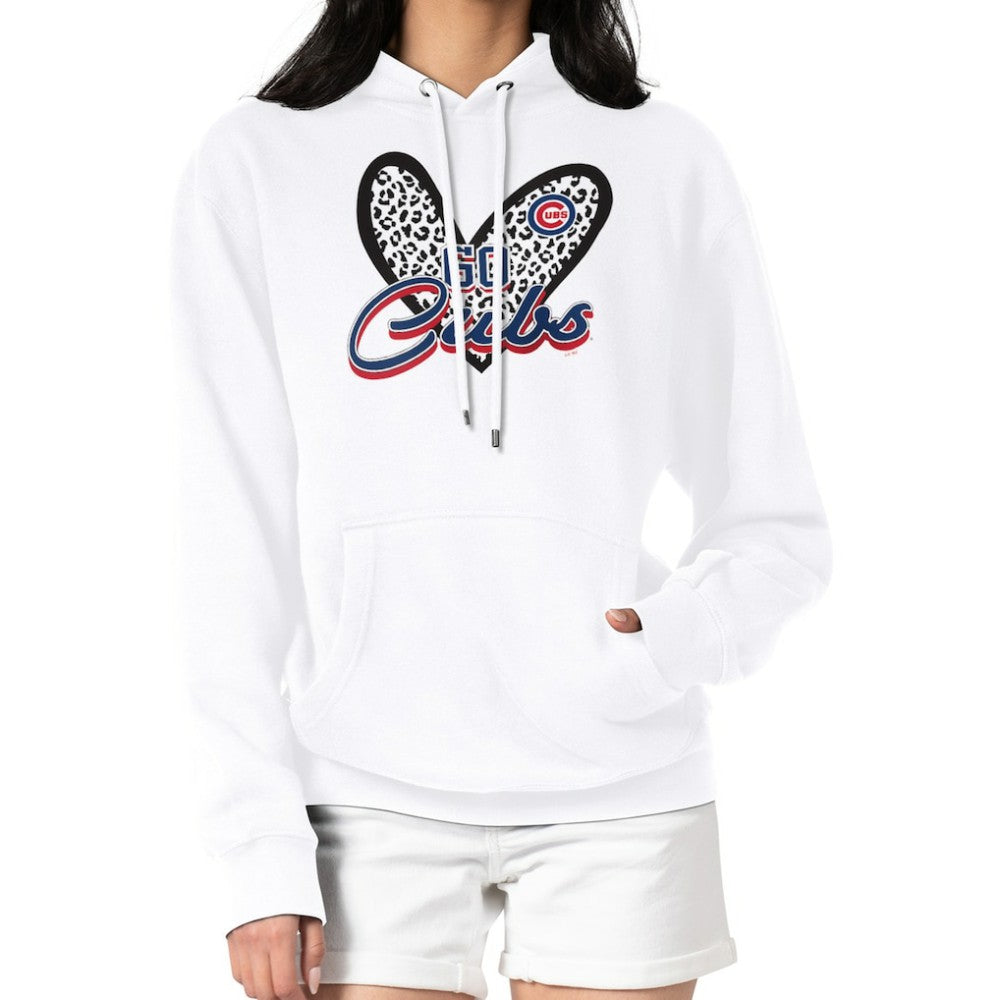 Chicago Cubs G-III 4Her by Carl Banks Women's Leopard Heart Pullover Hoodie - White