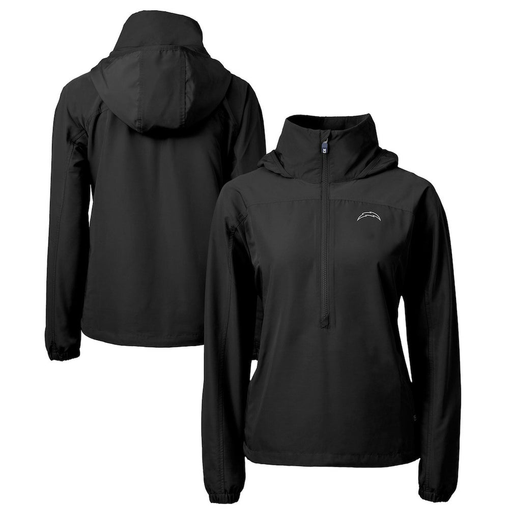 NFL Los Angeles Chargers Cutter & Buck Women's Charter Eco Recycled Half-Zip Hoodie Anorak Jacket