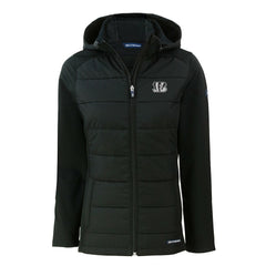 NFL Cincinnati Bengals Cutter & Buck Women's Evoke Hybrid Eco Softshell Recycled Full-Zip Hoodie Jacket