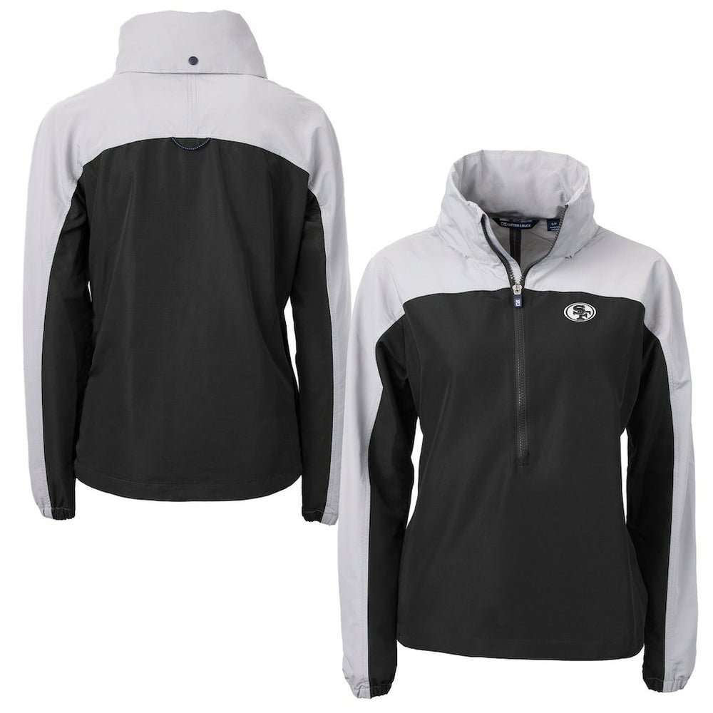 NFL San Francisco 49ers Cutter & Buck Women's Charter Eco Recycled Half-Zip Hoodie Anorak Jacket