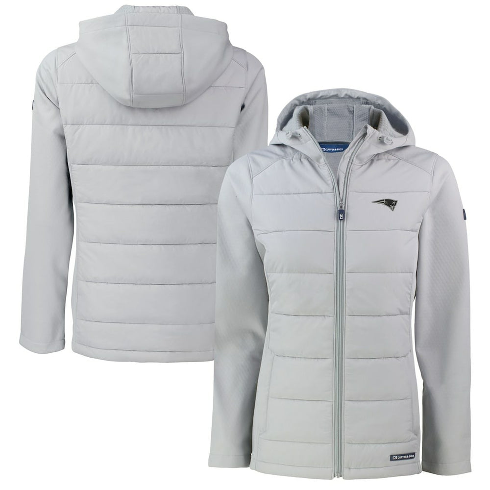 NFL New England Patriots Cutter & Buck Women's Evoke Hybrid Eco Softshell Recycled Full-Zip Hoodie Jacket