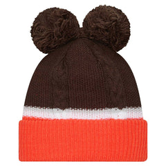 NFL Cleveland Browns Women's Double Bubble Cuffed Knit Hat with Poms