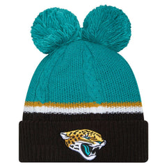 NFL Jacksonville Jaguars Women's Double Bubble Cuffed Knit Hat with Poms
