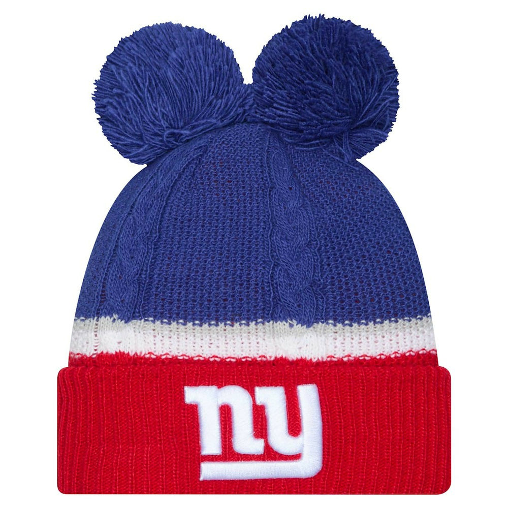 NFL New York Giants Women's Double Bubble Cuffed Knit Hat with Poms