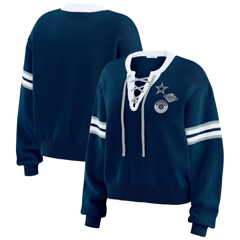 NFL Dallas Cowboys WEAR by Erin Andrews Women's Lace-Up Sweater