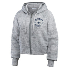 NFL Dallas Cowboys WEAR by Erin Andrews Women's Speckled Fleece Cropped Full-Zip Hoodie