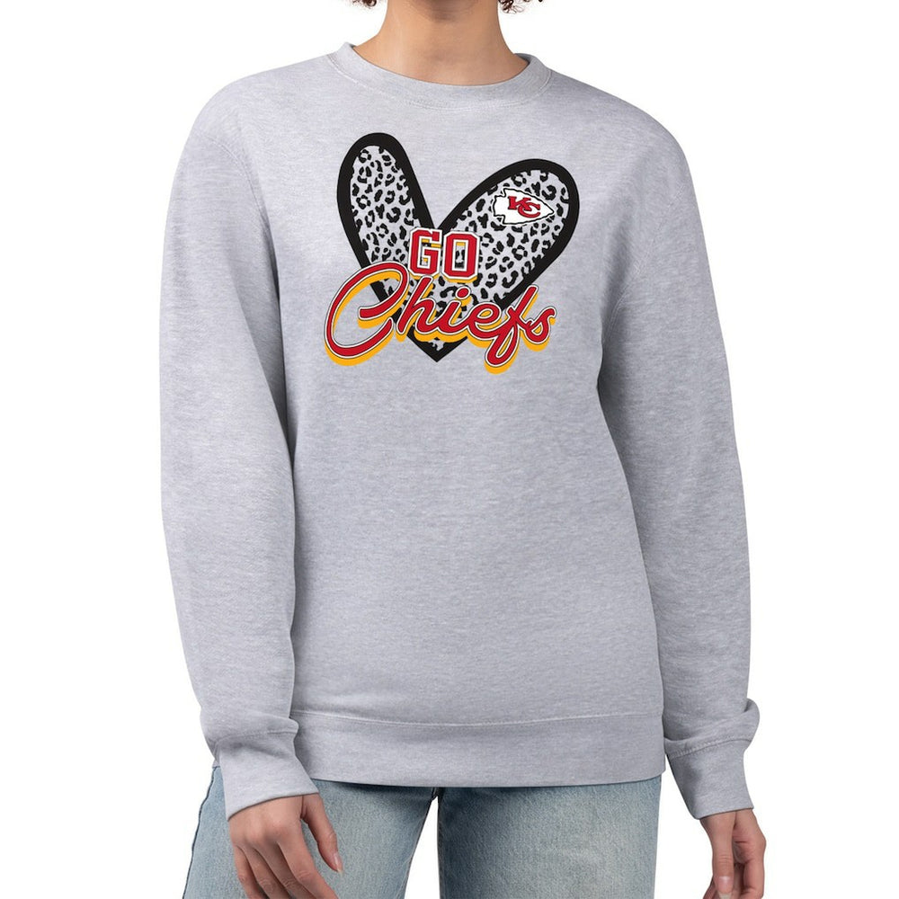 NFL Kansas City Chiefs G-III 4Her by Carl Banks Women's Leopard Heart Pullover Sweatshirt