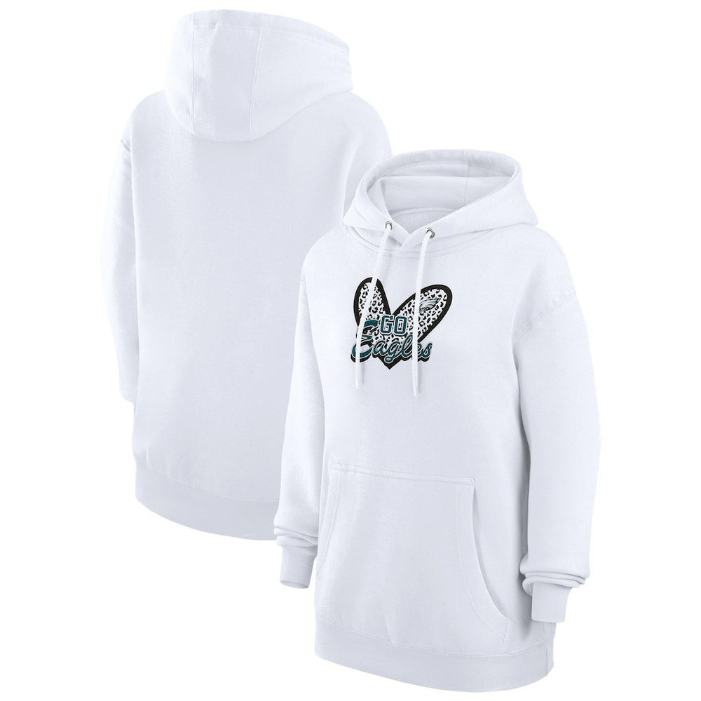 NFL Philadelphia Eagles G-III 4Her by Carl Banks Women's Animal Print Heart Team Graphic Fleece Tri-Blend Pullover Hoodie