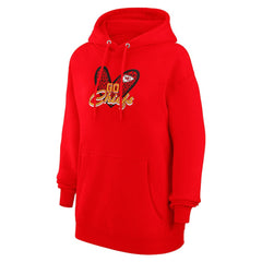 NFL Kansas City Chiefs G-III 4Her by Carl Banks Women's Animal Print Heart Team Graphic Fleece Tri-Blend Pullover Hoodie