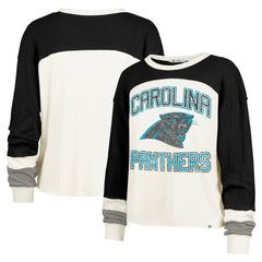 NFL Carolina Panthers '47 Women's Double Header Curve Raglan Long Sleeve Crop Top