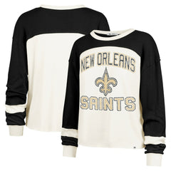 NFL New Orleans Saints '47 Women's Double Header Curve Raglan Long Sleeve Crop Top
