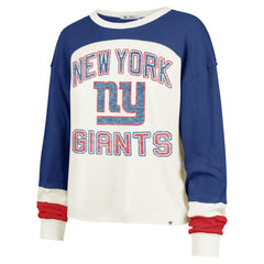 NFL New York Giants '47 Women's Double Header Curve Raglan Long Sleeve Crop Top