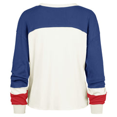 NFL New York Giants '47 Women's Double Header Curve Raglan Long Sleeve Crop Top