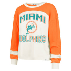 NFL Miami Dolphins '47 Women's Double Header Curve Raglan Long Sleeve Crop Top