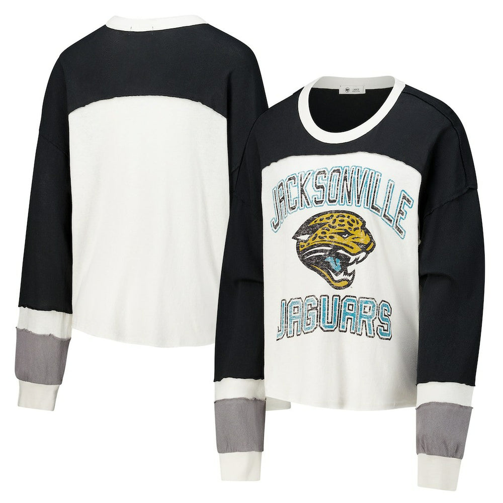 NFL Jacksonville Jaguars '47 Women's Double Header Curve Raglan Long Sleeve Crop Top