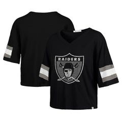 NFL Las Vegas Raiders '47 Women's Double Header Scout Cropped V-Neck T-Shirt