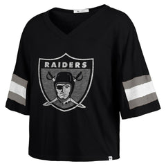 NFL Las Vegas Raiders '47 Women's Double Header Scout Cropped V-Neck T-Shirt