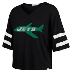 NFL New York Jets '47 Women's Double Header Scout Cropped V-Neck T-Shirt