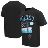 Miami Marlins Pro Standard Turn It Up Dropped Shoulder T-Shirt - Black