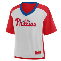 Philadelphia Phillies Oversized Race To Win V-Neck T-Shirt - Red/Graphite