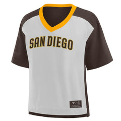 San Diego Padres Oversized Race To Win V-Neck T-Shirt - Brown/Graphite