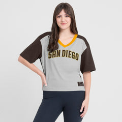 San Diego Padres Oversized Race To Win V-Neck T-Shirt - Brown/Graphite