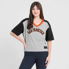 San Francisco Giants Oversized Race To Win V-Neck T-Shirt - Black/Graphite