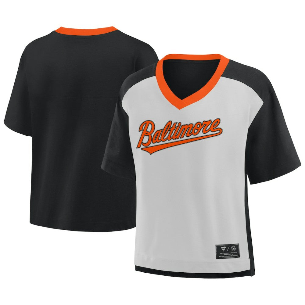 Baltimore Orioles Oversized Race To Win V-Neck T-Shirt - Black/Graphite