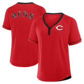 Cincinnati Reds Women's League Diva Star Raglan V-Neck T-Shirt - Red