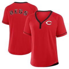 Cincinnati Reds Women's League Diva Star Raglan V-Neck T-Shirt - Red