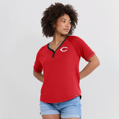 Cincinnati Reds Women's League Diva Star Raglan V-Neck T-Shirt - Red