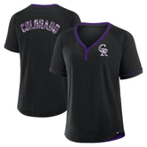 Colorado Rockies Women's League Diva Star Raglan V-Neck T-Shirt - Black